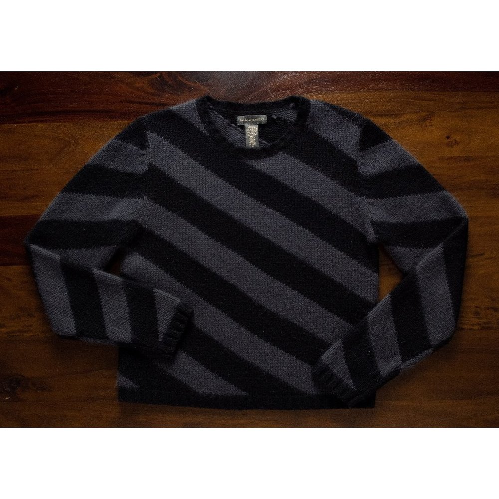 Banana Republic Gray & Black Striped Wool Sweater
